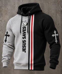 Jesus Saves Hoodie Christian Faith Cross Merch Unique Religious Gifts For Him