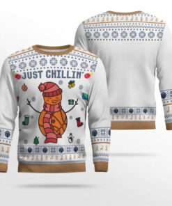 Just Chillin Snowman Christmas Ugly Sweater Chillin Merch Gift For Xmas Holiday