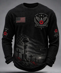 Lest We Forget Long Sleeve Shirt Veterans Day Rose Patriotic Merch Remembrance Day Gifts