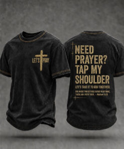 Let's Pray Need Prayer Tap My Shoulder T-Shirt Let's Take It To God Christian Faith Apparel
