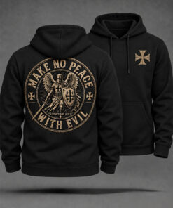 Make No Peace With Evil Hoodie Christian Warrior Cross Clothes Faith Dad Gifts