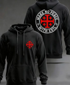 Make No Peace With Evil Hoodie Faith Christian Mens Apparel Unique Christian Gifts