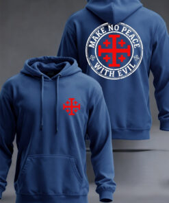 Make No Peace With Evil Hoodie Faith Jesus Mens Apparel Good Christian Gifts