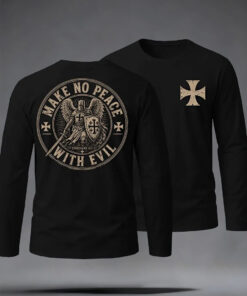 Make No Peace With Evil Long Sleeve Shirt Christian Warrior Merch Religious Gift For Him