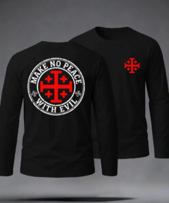 Make No Peace With Evil Long Sleeve Shirt Faith Jesus Mens Clothing Religious Gifts For Men