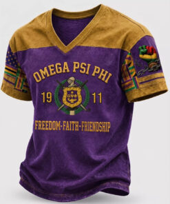 Mega Psi Phi Freedom Faith Friendship V-Neck Shirt Omega Psi Phi Merch Gift