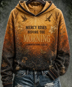 Mercy Rises Before The Morning Hoodie Christian Womens Apparel Halloween Gifts For Mom