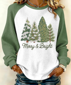 Merry And Bright Sweater Christmas Tree Merch Outfit Gifts For Sister