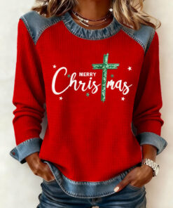Merry Christmas Faith Sweatshirt Jesus Clothing Christian Gifts For Sister