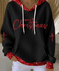 Merry Christmas Hoodie Christian Apparel Religious Cross Mom Gifts