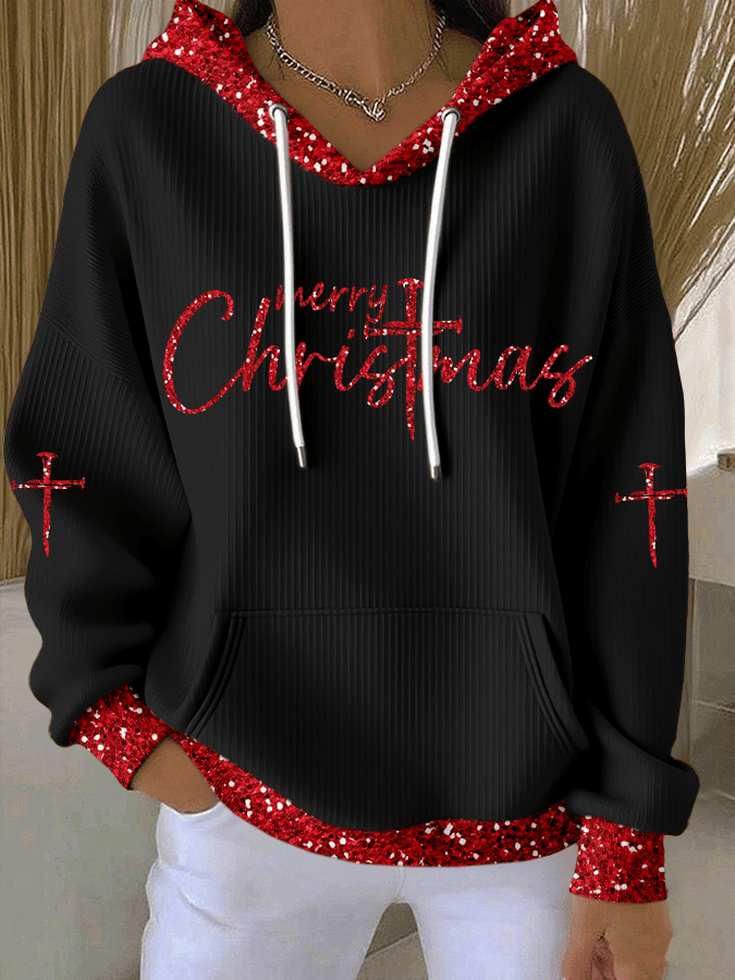 Merry Christmas Hoodie Christian Apparel Religious Cross Mom Gifts