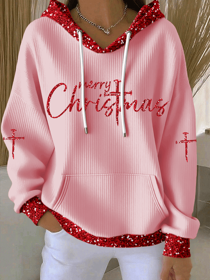 Merry Christmas Hoodie Christian Apparel Religious Cross Mom Gifts - Image 4