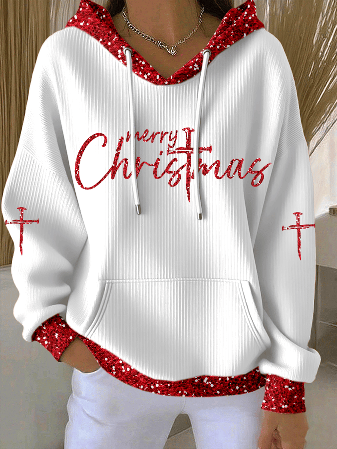 Merry Christmas Hoodie Christian Apparel Religious Cross Mom Gifts - Image 2