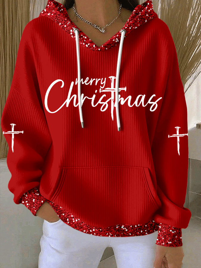 Merry Christmas Hoodie Christian Apparel Religious Cross Mom Gifts - Image 3