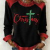 Merry Christmas Sweatshirt Cross Christian Clothing Jesus Gifts For Her