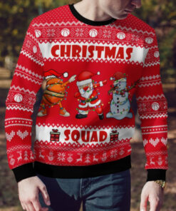 Merry Christmas Ugly Sweater Funny Santa Holiday Basketball Christmas Squad Clothes Gifts