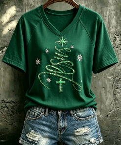 Merry Christmas V-Neck T-Shirt Christian Cross Clothes Religious Gifts For Fan