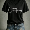Merry Christmas V-Neck T-Shirt Religious Womens Apparel Outfit Gifts For Her