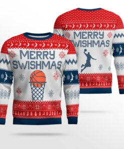 Merry Swishmas Ugly Sweater Funny Christmas Clothes Basketball Holiday Gift