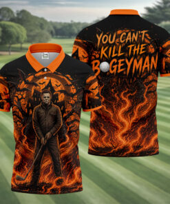 Michael Myers Boogeyman Halloween Golf Shirt Fire Flame Slasher Mens Clothes Spooky Gifts