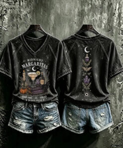 Midnight Margaritas 1693 V-Neck T-Shirt Halloween Magic Owens Sisters Merch Sister Gifts