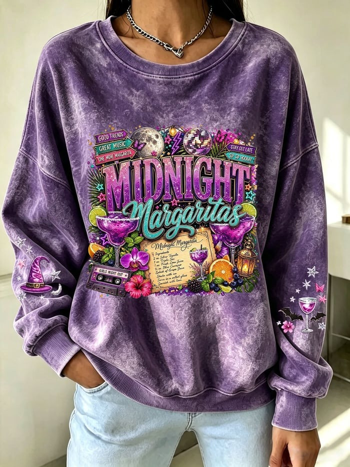 Midnight Margaritas Sweatshirt Girls Night Out Halloween Clothing Gifts For Sister
