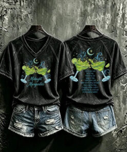 Midnight Margaritas V-Neck T-Shirt Practical Magic Apparel Witchy Gifts For Halloween
