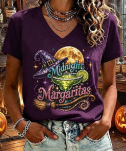 Midnight Margaritas V-Neck T-Shirt Practical Magic Witch Halloween Clothes Gifts For Her