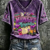 Midnight Margaritas V-Neck T-Shirt Practical Magic Witch Womens Merch Halloween Gifts