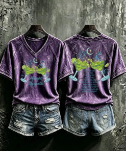 Midnight Margaritas V-Neck T-Shirt Witchy Apparel Halloween Cocktail Sister Gifts