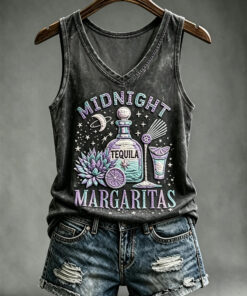Midnight Margaritas V-Neck Tank Top Halloween Witchy Clothing Practical Magic Movie Gifts