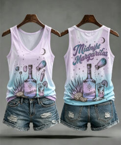 Midnight Margaritas V-Neck Tank Top Halloween Witchy Merch Summer Cocktail Gifts