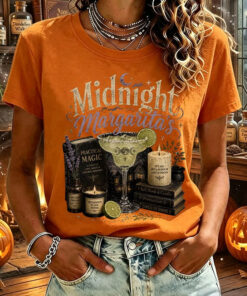 Midnight Margaritaville T-Shirt Halloween Witch Cocktail Clothing Spooky Season Gift For Sister
