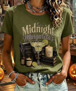 Midnight Margaritaville T-Shirt Halloween Witch Cocktail Womens Merch Presents For Girlfriend