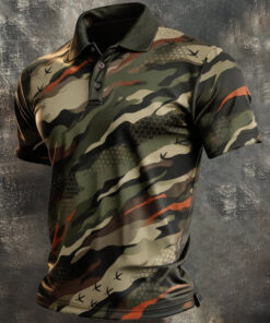 Military Camo Polo Shirt Army Patriotic Mens Apparel Gifts For Veteran