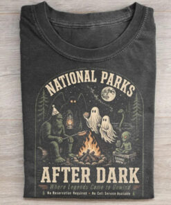 National Parks After Dark Halloween T-Shirt Ghost Camping Mens Merch Gift Ideas For Him