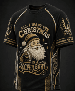 New Orleans Saints Merch All I Want For Christmas T-Shirt Football Gifts For Son
