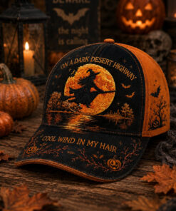 On A Dark Desert Highway Baseball Hat Flying Witch Mens Cap Halloween Gifts For Him