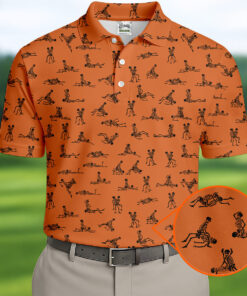 Orange Halloween Doodle Golf Polo Shirt Spooky Mens Clothing Best Gifts For Fan