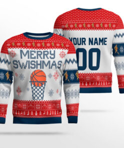 Personalized Merry Swishmas Basketball Ugly Christmas Sweater Meaningful Gifts