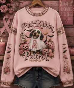 Pink Ribbon Patrol Sweatshirt Breast Cancer Awareness Merch Fall Apparel Gift