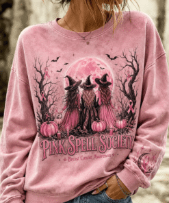 Pink Spell Society Breast Cancer Awareness Sweatshirt Halloween Breast Cancer Merch Spooky Gift