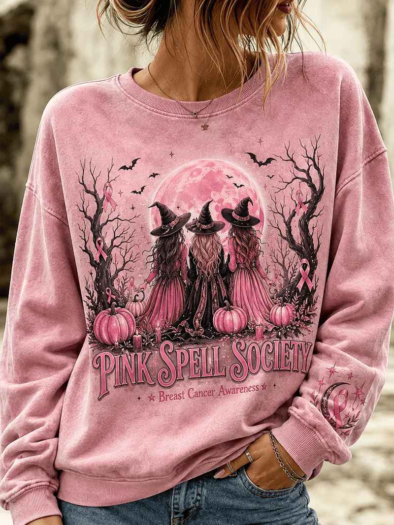 Pink Spell Society Breast Cancer Awareness Sweatshirt Halloween Breast Cancer Merch Spooky Gift