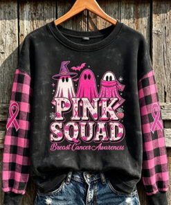 Pink Squad Breast Cancer Awareness Sweatshirt Halloween Breast Cancer Clothing Present For Wife