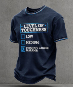 Prostate Cancer Awareness Month Merch Level Of Toughness T-Shirt Blue Ribbon Gifts For Men