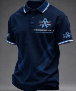 Prostate Cancer Awareness Month Merch Strong Men Wear Blue Polo Shirt Health Support Gifts For Him