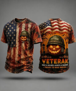 Proud US Veteran Halloween T-Shirt Combat Pumpkin Military Merch Halloween Gift