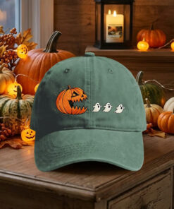 Pumpkin Pac Man Halloween Hat Ghost Eater Ball Cap Spooky Season Gifts For Him