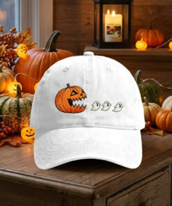 Pumpkin Pacman Halloween Hat Ghost Eater Ball Cap Cute Spooky Season Fan Gift