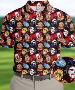 Red Galaxy Horror Character Golf Shirt Mens Apparel Scary Movie Halloween Gifts